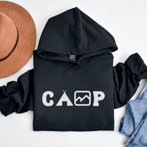 This cozy and comfortable Camping hoodie is the ultimate must-have for anyone who loves the great outdoors.
